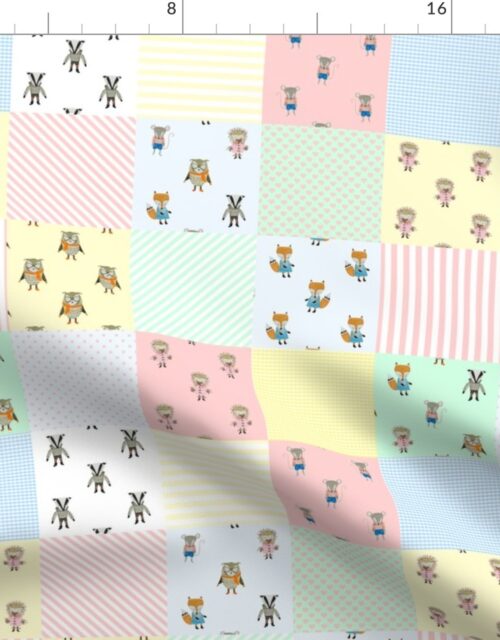 Forest Friends Woodland Animal Babies Cheater Quilt Fabric