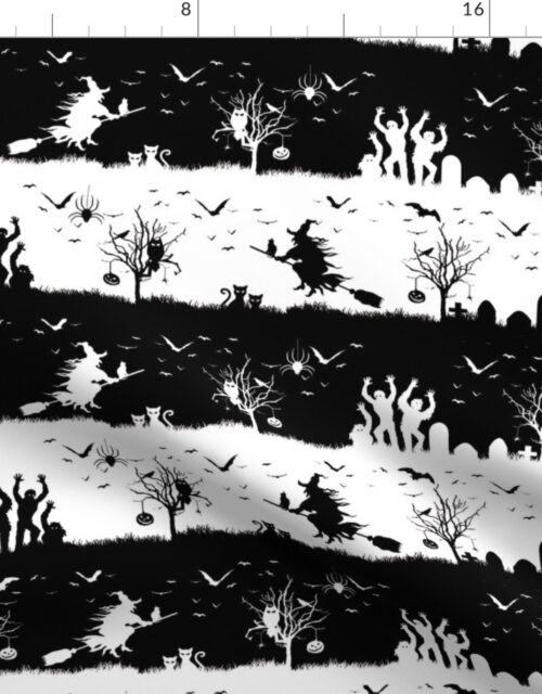 Black and White Halloween Nightmare Stripes Fabric