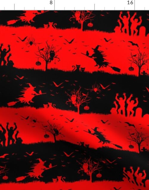 Red Devil and Black Halloween Nightmare Stripes Fabric