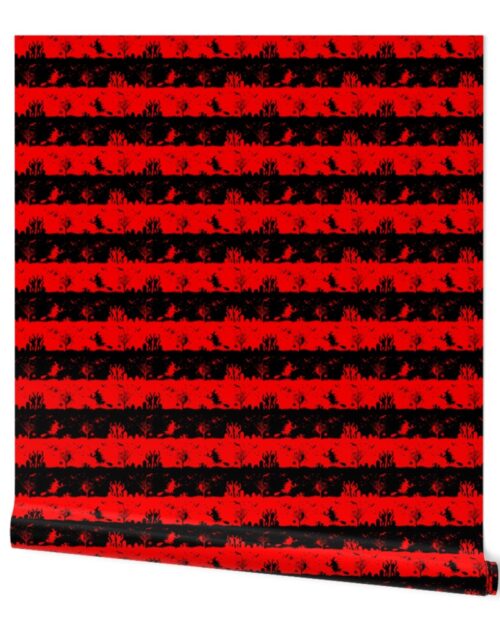 Red Devil and Black Halloween Nightmare Stripes Wallpaper