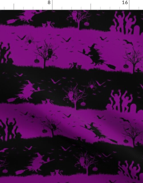 Black and Purple Halloween Zombie Stripes Fabric