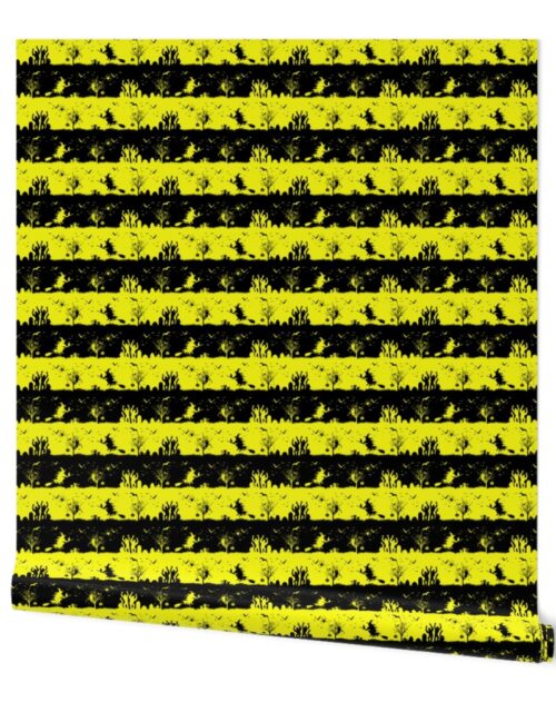 Cats Eye Yellow and Black Halloween Nightmare Stripes Wallpaper