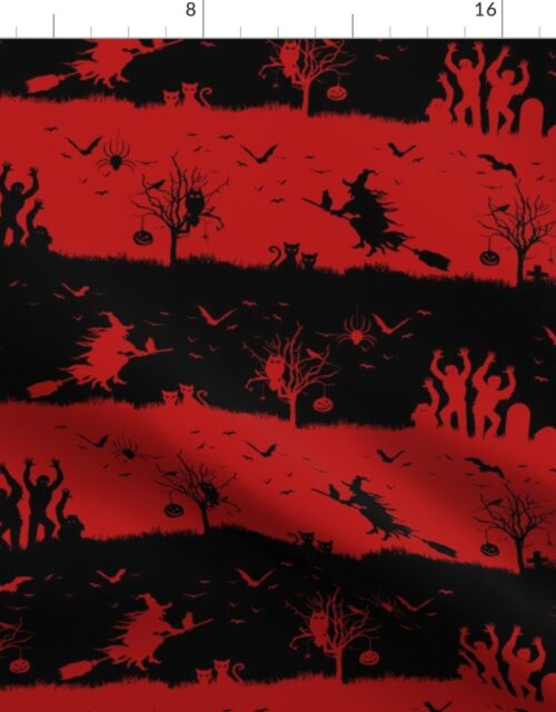 Blood Red and Black Halloween Nightmare Stripes Fabric