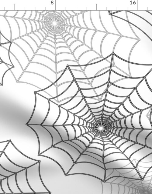 Black Spider Web Cobweb Silk Pattern on Dark White Fabric