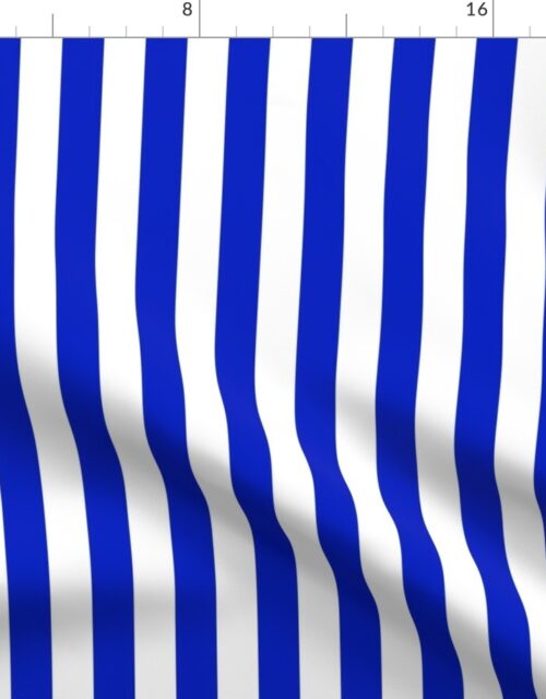 1″ Vertical Cobalt Blue and White Stripe Fabric