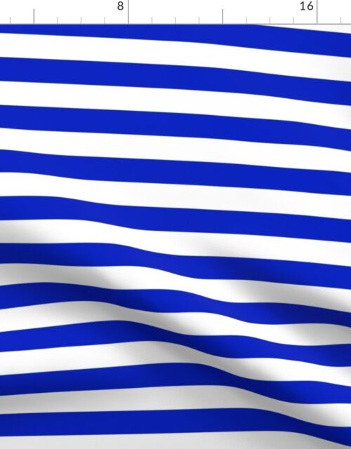 1″ Horizontal Cobalt Blue and White Stripe Fabric
