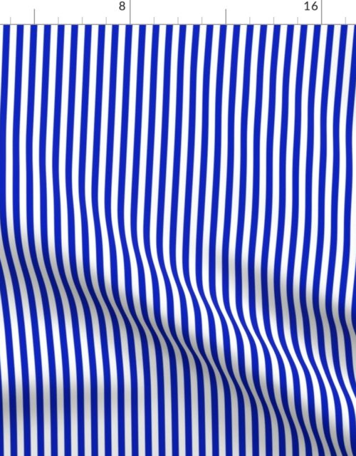 1/4″ Vertical Cobalt Blue and White Stripe Fabric