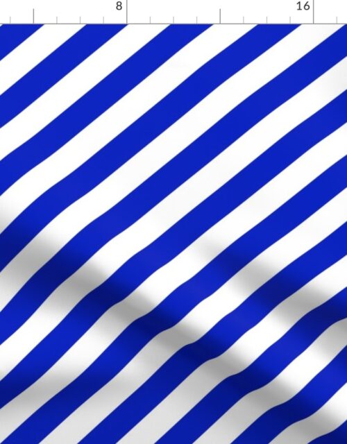 1″ Wide Diagonal Cobalt Blue Candy Cane Stripes Fabric