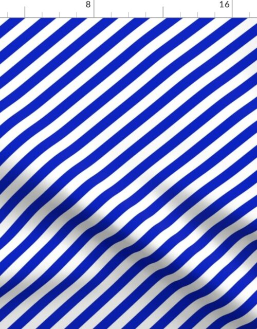 1/2″ Wide Diagonal Cobalt Blue Candy Cane Stripes Fabric