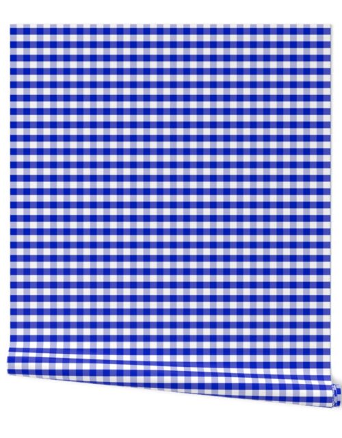 1/2″ Cobalt Blue and White Gingham Check Wallpaper
