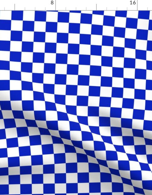 1″ Cobalt Blue and White Checkerboard Squares Fabric