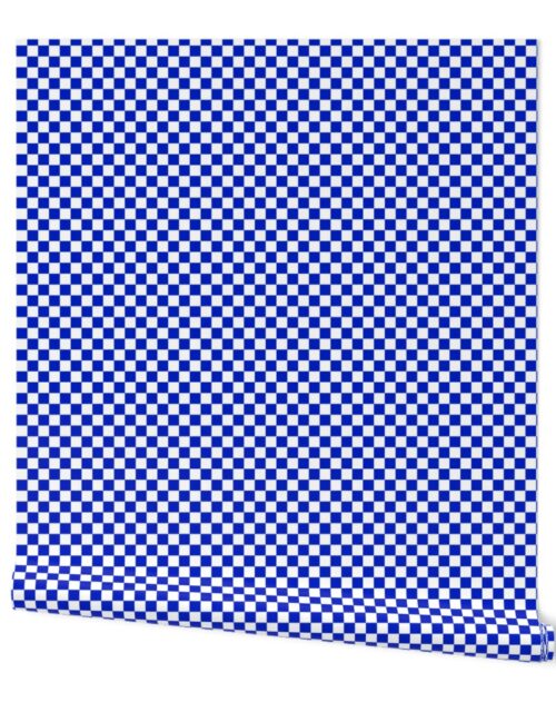 1/2″ Cobalt Blue and White Checkerboard Squares Wallpaper