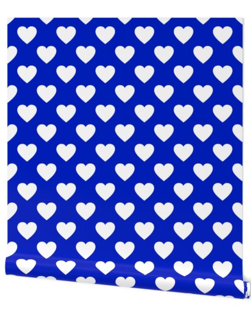 2″ Cobalt Blue and White Hearts Wallpaper