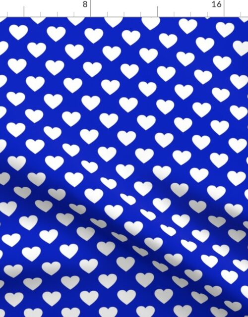 1″ White Hearts on Cobalt Blue Background Fabric