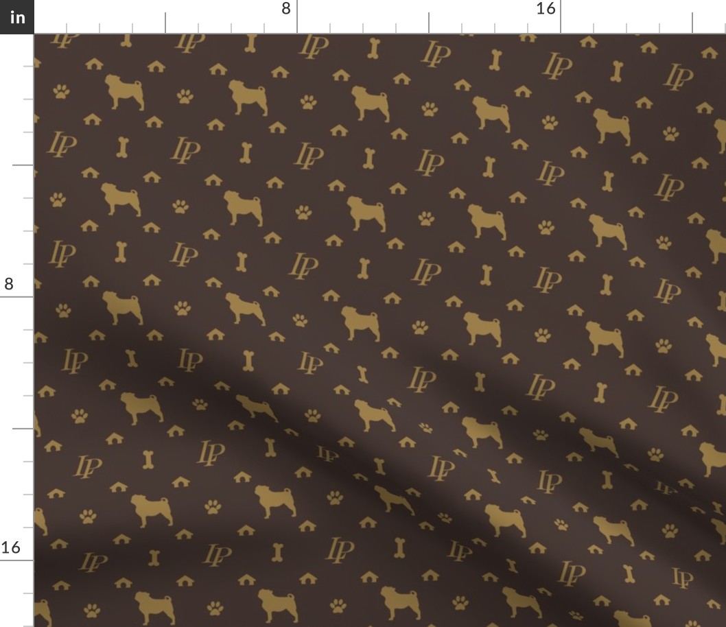 Louis Pug Face Luxury Dog Pattern Fabric