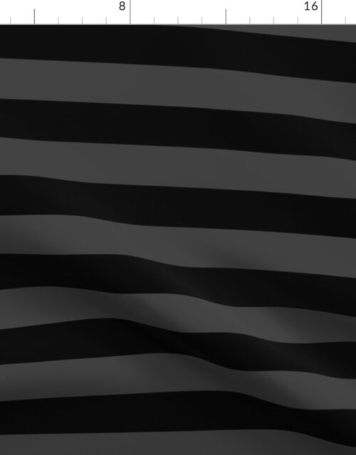 Shadow Grey and Black Horizontal Witch Stripes Fabric