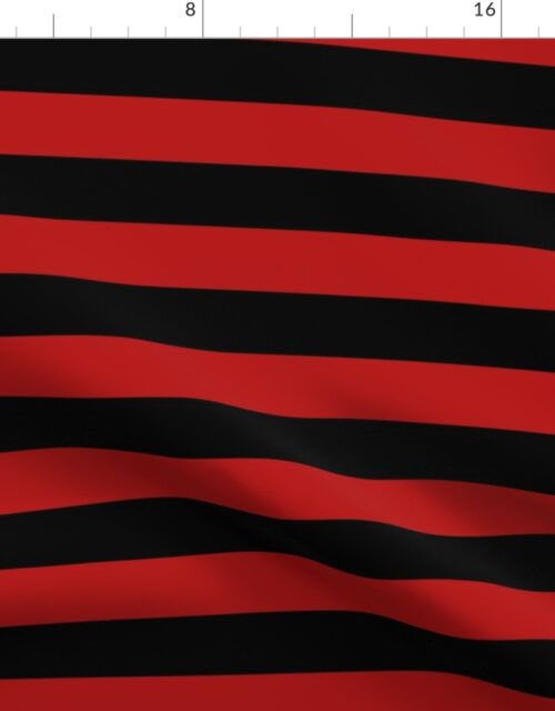 Blood Red and Black Horizontal Witch Stripes Fabric