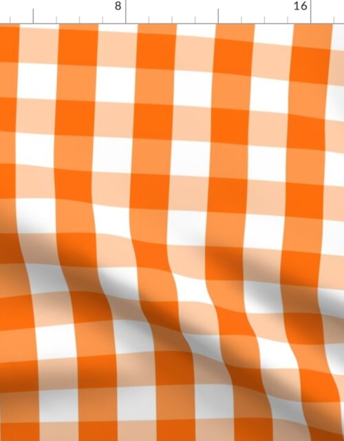 Classic Pumpkin Orange and White Gingham Check Pattern Fabric