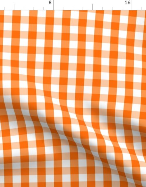 Small Pumpkin Orange and White Gingham Check Pattern Fabric