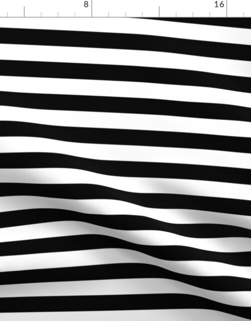 Cat Black and White Horizontal Witch Stripes Fabric