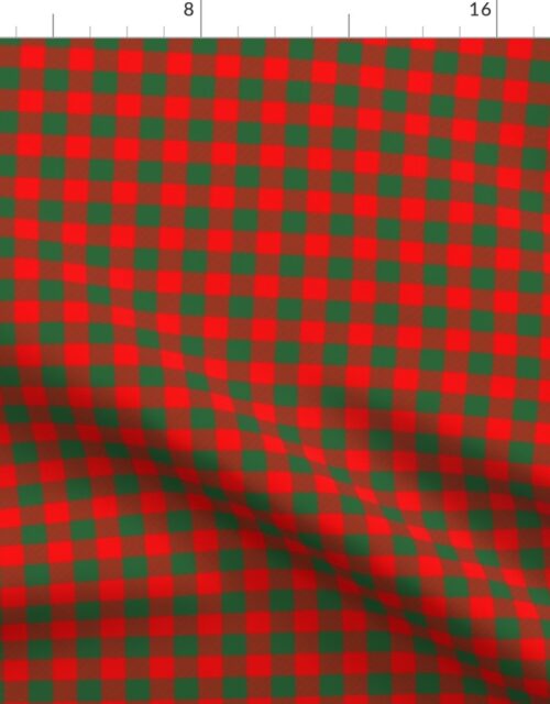 Medium Holly Red and Evergreen Green Christmas Country Cabin Buffalo Check Fabric