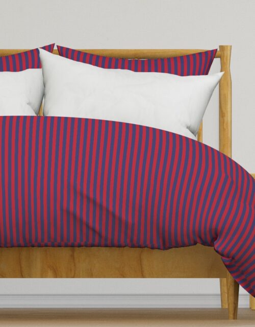 Small Red and Blue USA American Flag Vertical Stripes Duvet Cover