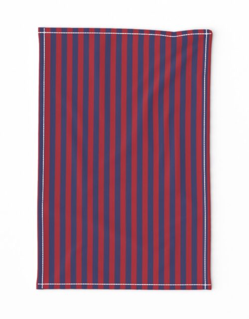 Small Red and Blue USA American Flag Vertical Stripes Tea Towel