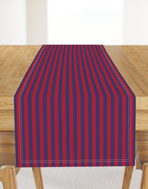 Small Red and Blue USA American Flag Vertical Stripes Table Runner