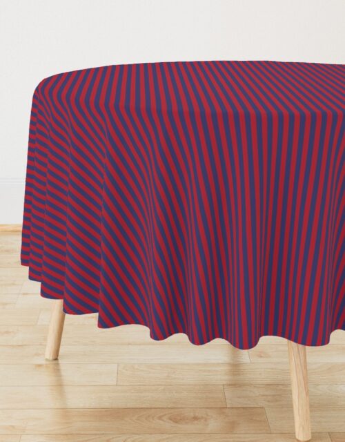 Small Red and Blue USA American Flag Vertical Stripes Round Tablecloth