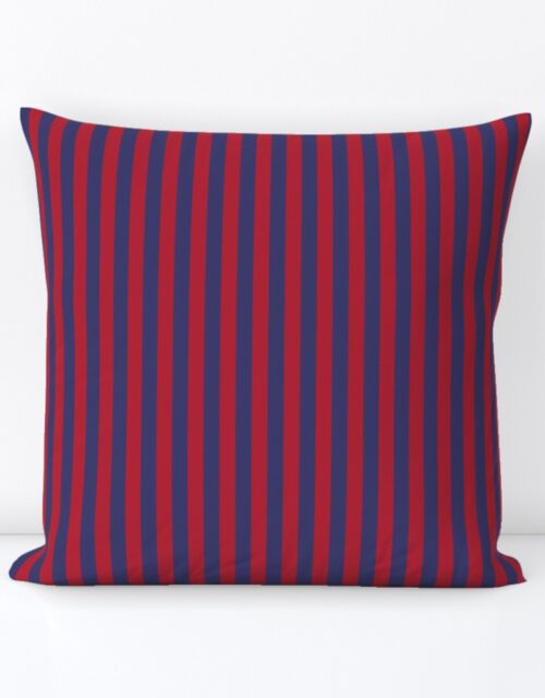 Small Red and Blue USA American Flag Vertical Stripes Square Throw Pillow