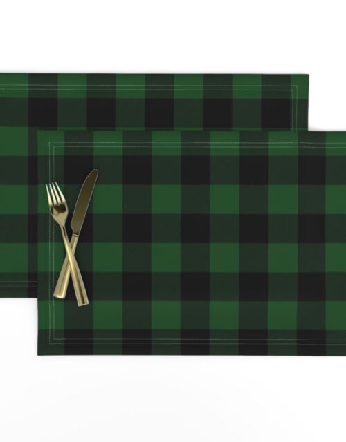 Original Forest Green and Black Rustic Cowboy Cabin Buffalo Check Placemats