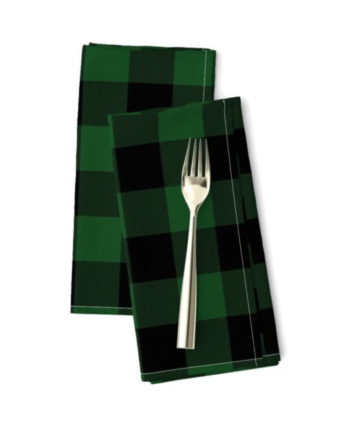 Original Forest Green and Black Rustic Cowboy Cabin Buffalo Check Dinner Napkins