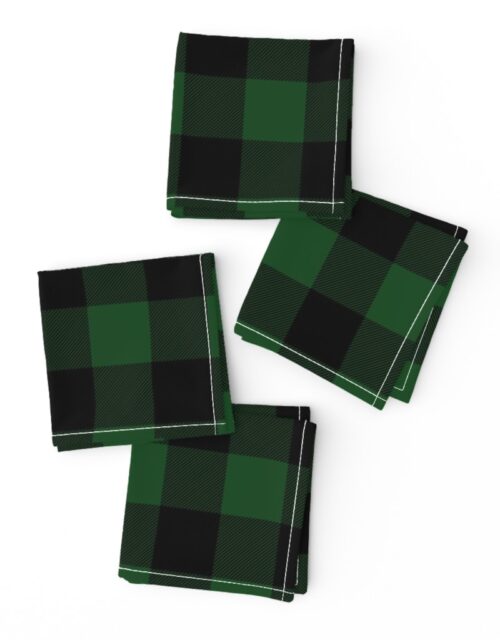 Original Forest Green and Black Rustic Cowboy Cabin Buffalo Check Cocktail Napkins