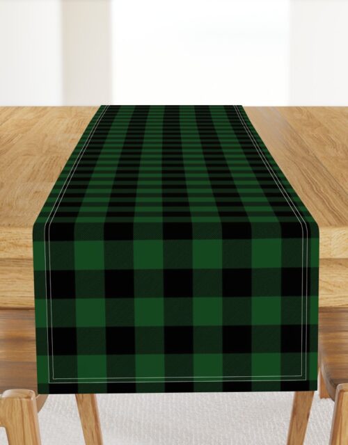 Original Forest Green and Black Rustic Cowboy Cabin Buffalo Check Table Runner