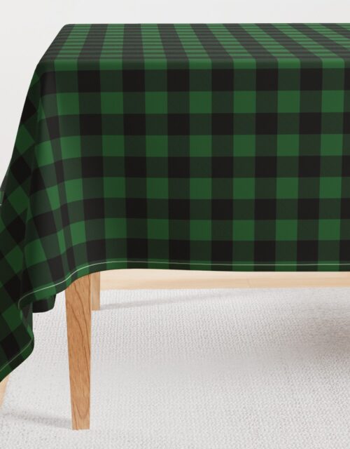 Original Forest Green and Black Rustic Cowboy Cabin Buffalo Check Rectangular Tablecloth