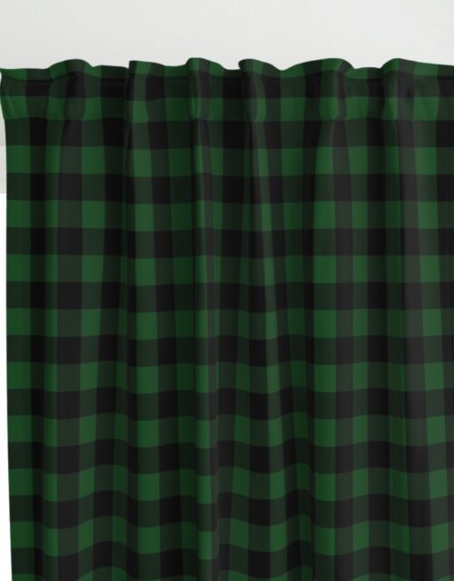 Original Forest Green and Black Rustic Cowboy Cabin Buffalo Check Curtains