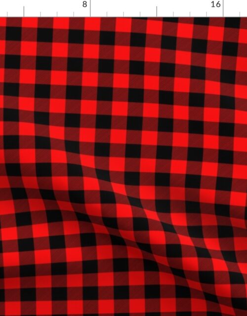 Mini Berry Red and Black Rustic Cowboy Cabin Buffalo Check Fabric