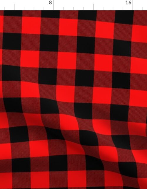Original Berry Red and Black Rustic Cowboy Cabin Buffalo Check Fabric