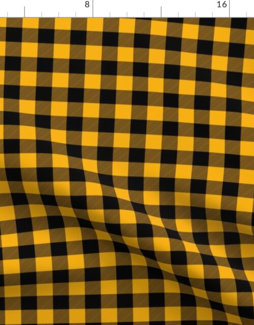 Mini Goldenrod Yellow and Black Rustic Cowboy Cabin Buffalo Check Fabric