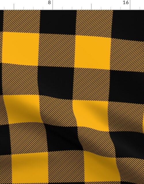 Jumbo Goldenrod Yellow and Black Rustic Cowboy Cabin Buffalo Check Fabric