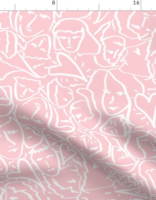 Elio Hearts White on Pink Fabric