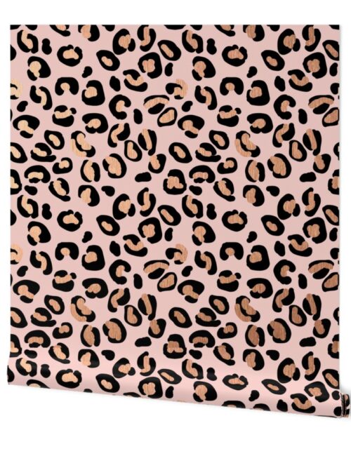 Small Leopard Rose Gold Spots on Pink Wallpaper