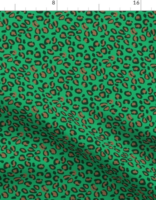 Greenery Green and Beige Leopard Spotted Animal Print Fabric