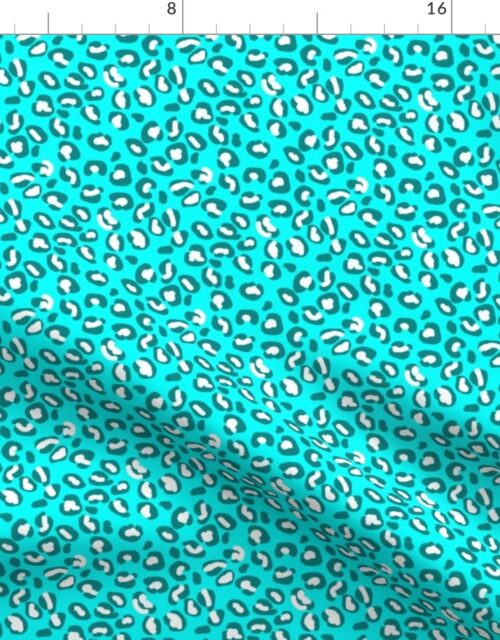 Ocean Blue and Blue Green Leopard Spot Pattern Fabric