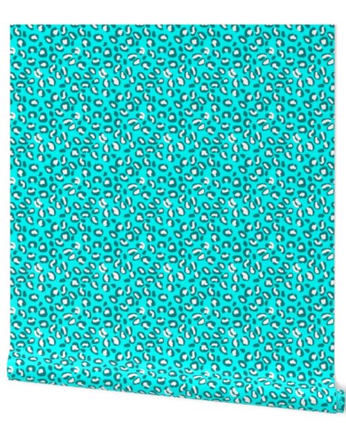 Ocean Blue and Blue Green Leopard Spot Pattern Wallpaper