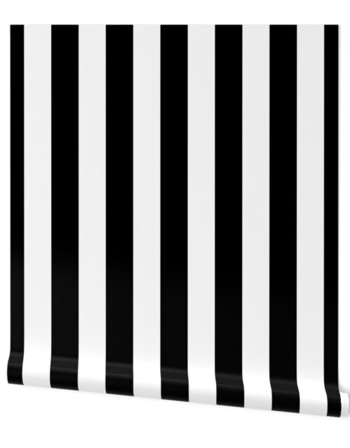 Black and White Vertical Cabana Tent 2″ Stripes Wallpaper
