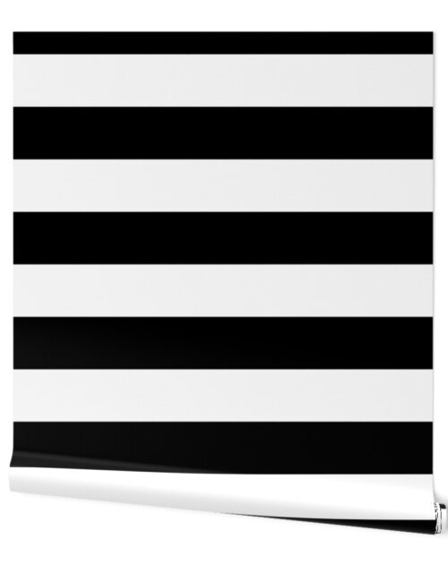 Black and White Circus Big Top 3″ Horizontal Stripes Wallpaper