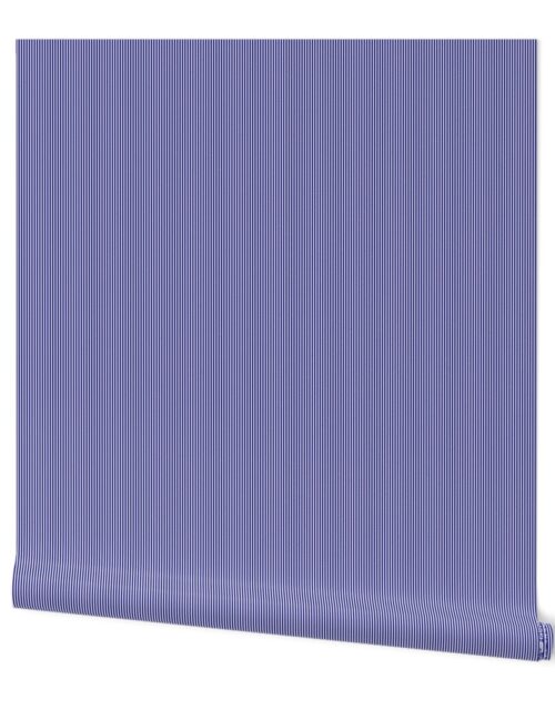 Blue and White 1/16-inch Micro Pinstripe Vertical Stripes Wallpaper