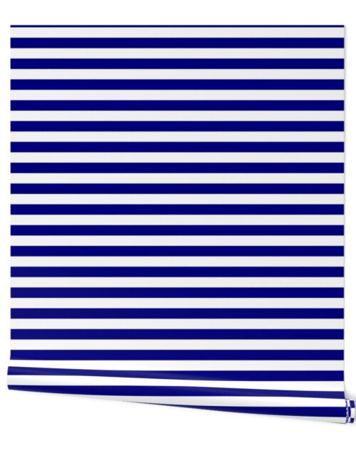 Blue and White ¾ inch Deck Chair Horizontal Stripes Wallpaper