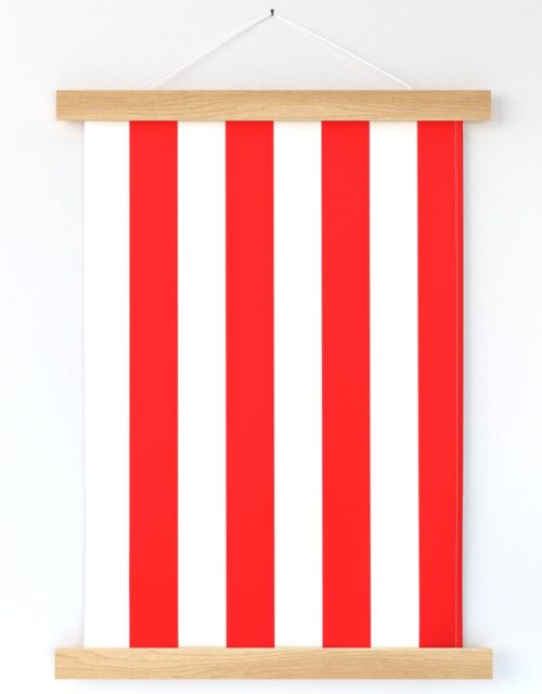 Red and White Wide 2-inch Cabana Tent Vertical Stripes Wall Hanging